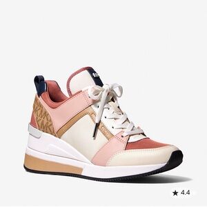 Michael Kors Pink and Cream Wedge Heeled Sneakers
